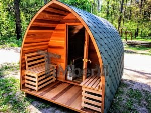 Outdoor Garten Holz Sauna Fasssauna Aussensauna Rote Zeder Mit Elektroheizung Und Veranda (9)