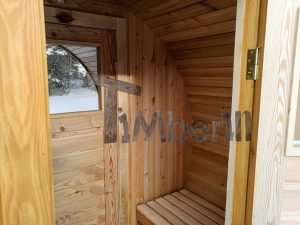 Udendørs Tønde Sauna Med Påklædningsværelse, Panorama Vindue Og Træ Fyret Ovn (10)