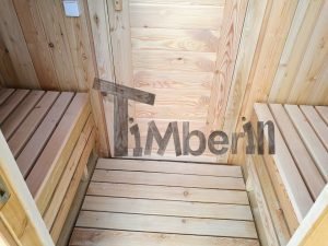Udendørs Tønde Sauna Med Påklædningsværelse, Panorama Vindue Og Træ Fyret Ovn (11)