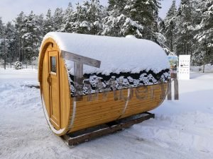 Udendørs Tønde Sauna Med Påklædningsværelse, Panorama Vindue Og Træ Fyret Ovn (2)