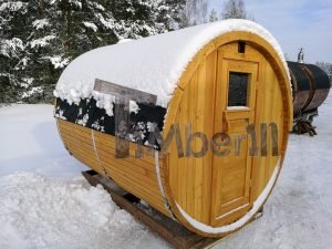 Udendørs Tønde Sauna Med Påklædningsværelse, Panorama Vindue Og Træ Fyret Ovn (4)