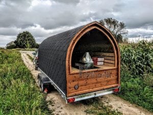 Udendørs Igloo Sauna På Traileren Mobil Harvia Ovn Med Omklædningsrum (15)
