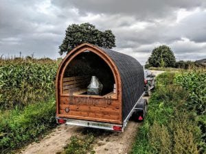 Udendørs Igloo Sauna På Traileren Mobil Harvia Ovn Med Omklædningsrum (19)