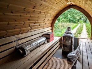 Udendørs Igloo Sauna På Traileren Mobil Harvia Ovn Med Omklædningsrum (34)