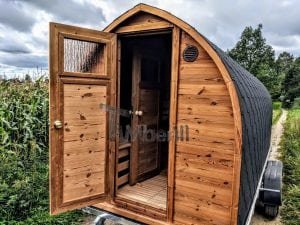 Udendørs Igloo Sauna På Traileren Mobil Harvia Ovn Med Omklædningsrum (40)