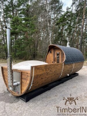 Udendørs Sauna Tønde I Træ Til Haven Med Spabad I Glasfiber (1)